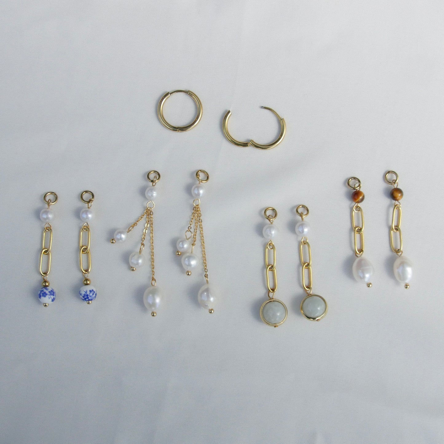 Gold Hoops and Charms Set